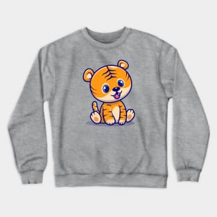 Cute Baby Tiger Sitting Cartoon Crewneck Sweatshirt